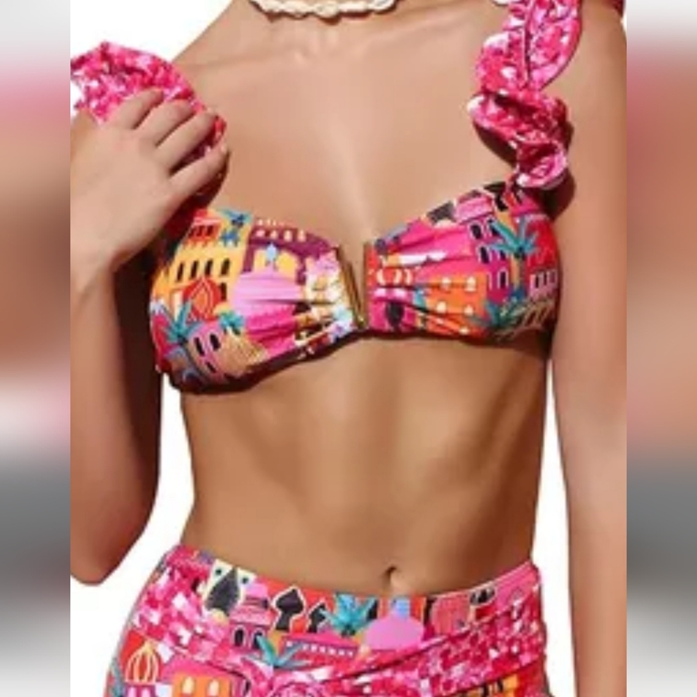 Colorful Ruffle Bikini Set - Picture 3 of 6